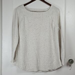 LOFT Ivory Cotton Seed Stitch Sweater Large